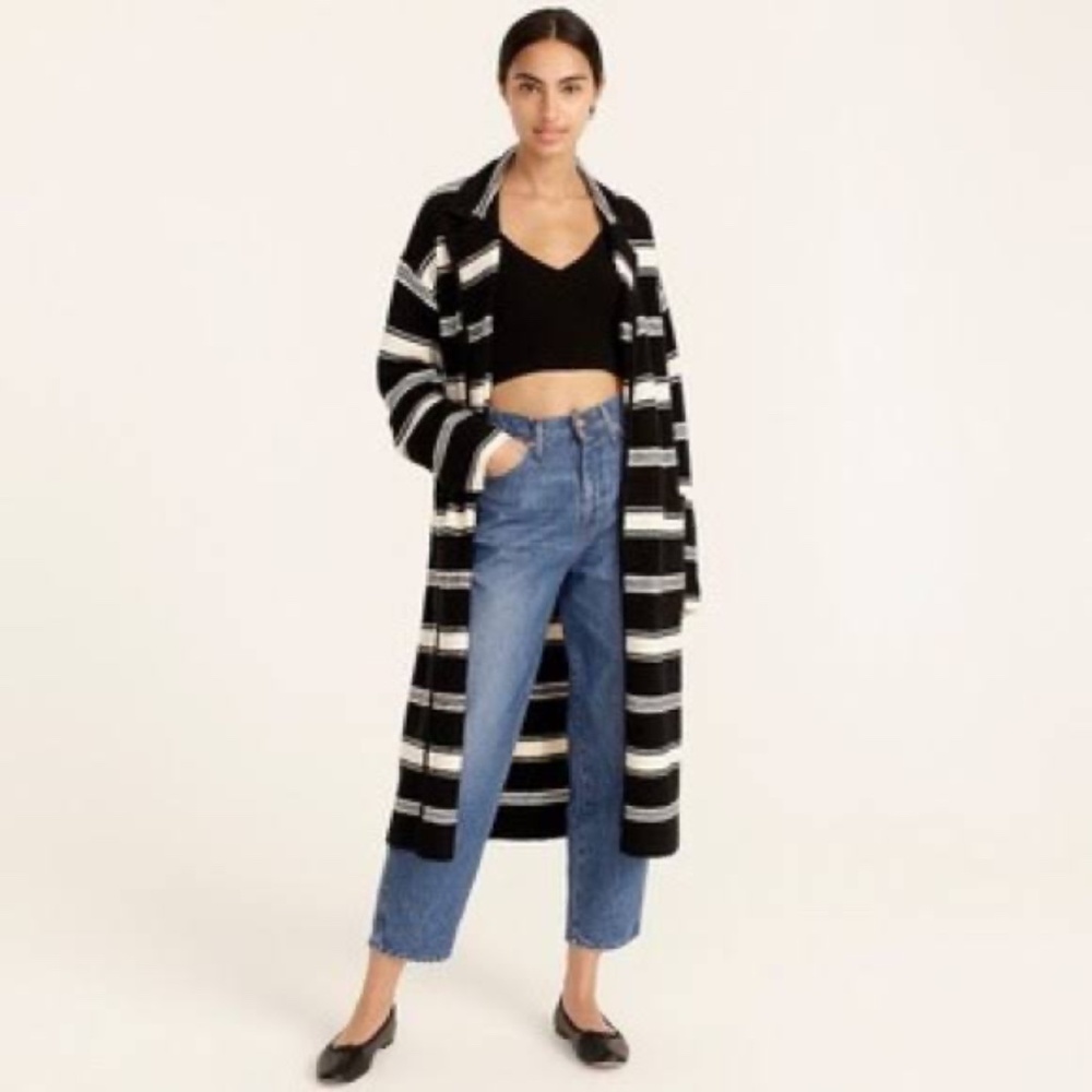 J.Crew Long Striped Sweater Coat